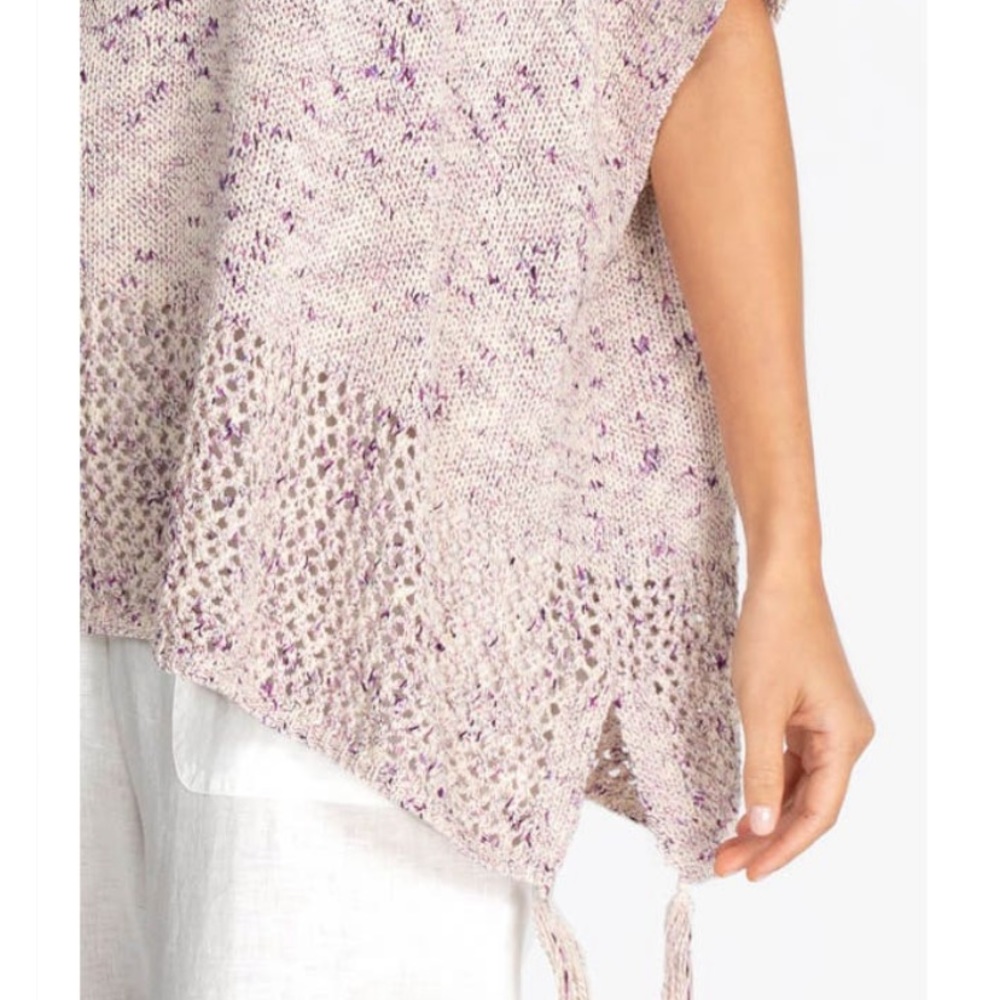 πΎ JOHNNY WAS BOHO KNIT CREAM PURPLE LOOSE FIT PONCHO WITH TASSELS! - Picture 5 of 13